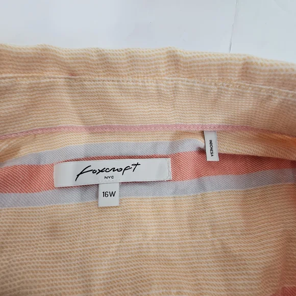 Foxcroft Shirt Womens 16 W Button Down Striped Work Office Classic multicolor - Picture 3 of 9